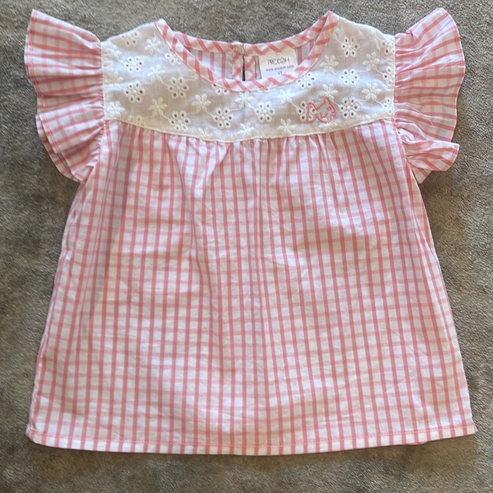Prodoh Gingham and Lace Top